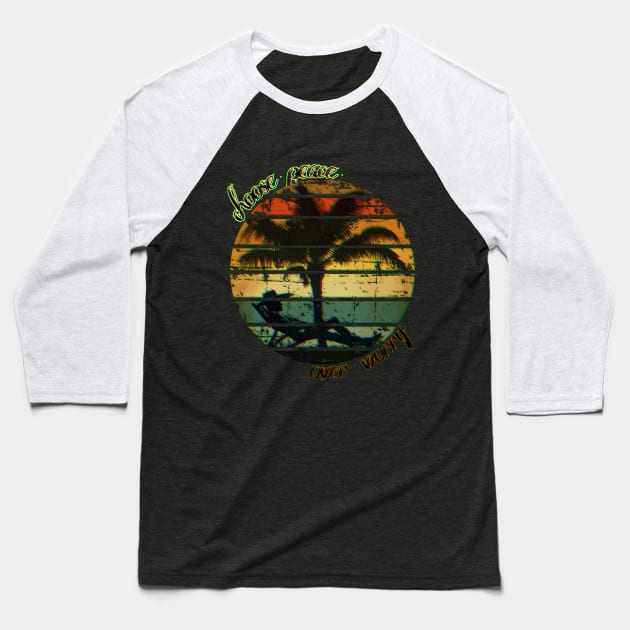Sunset Serenity Cowboy peaceful relaxing on Island vintage retro Western Waves Baseball T-Shirt by Fadedstar